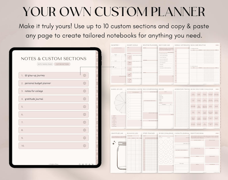 All-in-One Digital Planner – Undated, 705 Hyperlinked Pages for iPad & Android