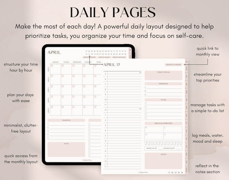 All-in-One Digital Planner – Undated, 705 Hyperlinked Pages for iPad & Android