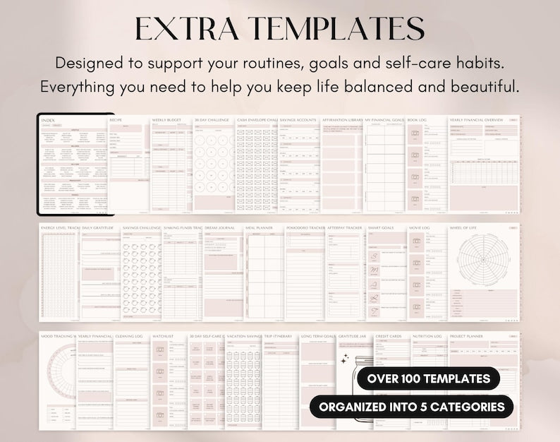 All-in-One Digital Planner – Undated, 705 Hyperlinked Pages for iPad & Android