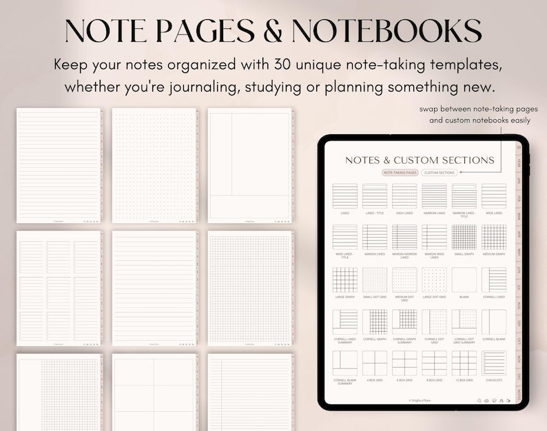 All-in-One Digital Planner – Undated, 705 Hyperlinked Pages for iPad & Android