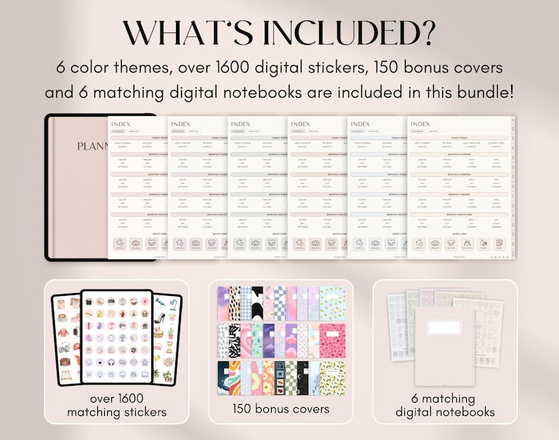 All-in-One Digital Planner – Undated, 705 Hyperlinked Pages for iPad & Android
